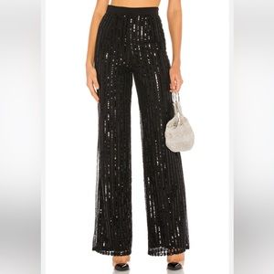Lovers + Friends Black Nina Sequin Pants NWT L
